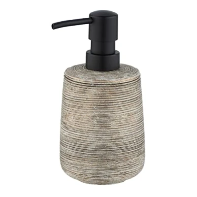Imagen de WENKO Dispensador de jabón «Fedio», dosificador 400 ml Recargable para líquido y loción, cerámica óptica Relieve en Dorado, Pintado a Mano, Ø 8,5x17 cm