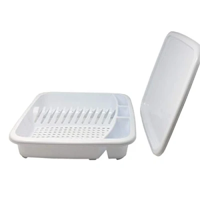 Imagen de Plastic Forte Escurreplatos de plástico rectangular con bandeja 38,5 x 8 cm, escurridor cocina, recipiente secado vajilla, color aleatorio