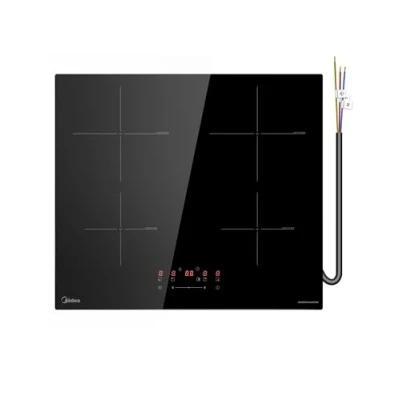 Imagen de Midea placa de inducción 7400 W con 4 zonas cocción, cerámica, cableado, control táctil, apagado automático, protección para niños