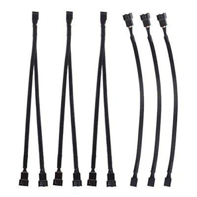 Imagen de GTIWUNG 6 Piezas Fan Splitter, PWM Cables de Ventilador Extensión, Separador Macho a Hembra, 4 Pines Divisor PWM, PC Convertidor 1 2