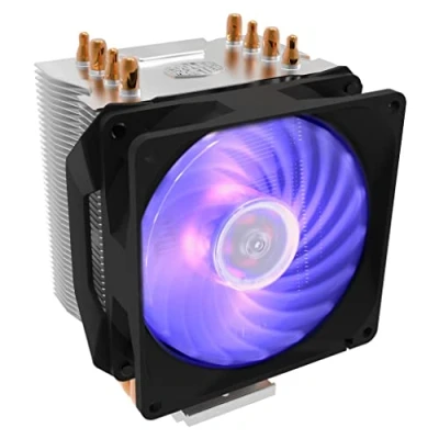 Imagen de Cooler Master Hyper H410R RGB Disipador CPU Sistema Refrigeración Bajo Perfil, Tecnología Contacto Directo, 4 Heat Pipes Cobre, Heatsink Aluminio con Ventilador 92mm PWM, Compatible Intel y AMD