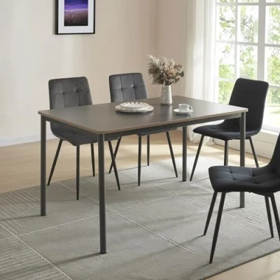 Imagen de [en.casa] Mesa de Comedor Diseño Industrial Cocina Rectangular 4 Personas Patas Negras Acero Tablero MDF 120 x 70 75 cm Gris y Efecto Roble
