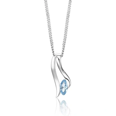 Imagen de Miore Collar de plata ley para mujer, Cadena con Colgante topacio natural 925. Piedra talla marquesa. grumetta Cm 45. mujer hipoalergénico.