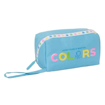 Imagen de Safta M050, Benetton Spring Portatodo Cuadrado Grande, Infantil, Estuche Niño, Ideal Edad Escolar, Cómodo y Versátil, Calidad Resistencia, 22x10x10 cm, Color Celeste Unisex niños, Estándar