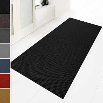 Imagen de Floordirekt Hong Kong Felpudo (80 x 200 cm), color negro, ideal también como alfombra atrapa la suciedad a medida, de pasillo, cocina, lavable, antideslizante, se vende por