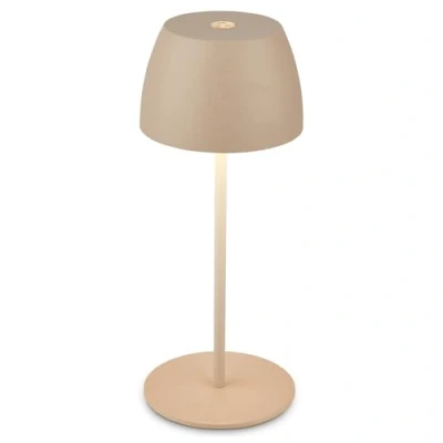 Imagen de BRILONER Mini lámpara LED de sobremesa inalámbrica IP44 táctil, infinitamente regulable, batería recargable y fuente luz intercambiable, recargable, 8x20 cm (DxH), beige