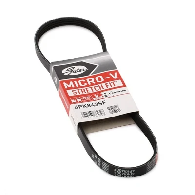 Imagen de GATES Micro V Stretch Fit 4PK843SF Correa trapecial poli 843 4 PA (poliamida), EPDM (Ethylen Propylen Dien Caucho) BMW: X5, 5 Berlina, X3 norauto,
