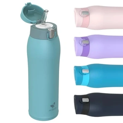 Imagen de AORIN Botella Agua Acero Inoxidable, 750ml Termica Sin BPA, Niños, Cantimplora a Prueba de Fugas,Vacío Doble Pared, para Deporte, Viaje, Yoga, Oficina
