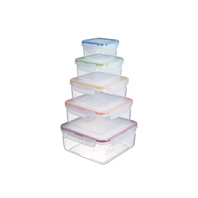 Imagen de LocknLock Classic Fiambreras con tapa, 5 piezas, 180 ml, 410 750 1,2 L, 2,0 L de agua y caja hermética, apto para lavavajillas microondas, sin BPA