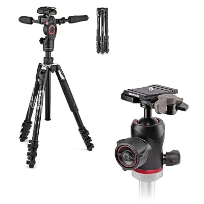Imagen de Manfrotto Befree 3 Way Live Advanced Kit de Viaje en Aluminio con Cabezal Fluido para Videocámaras y Cámaras Compactas, Bola 494, Accesorios Creadores Contenido Vlogging