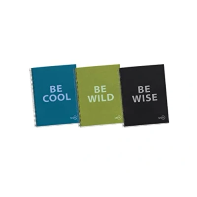 Imagen de Miquelrius Pack 3 Cuadernos A4 Be Eco, 80 Hojas 90 g/m², Cuadrícula 5x5 mm, 1 Franja de Color, 4 Taladros, Cubierta Reciclada,