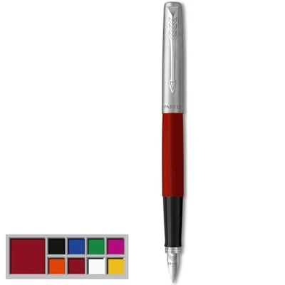 Imagen de Parker Jotter Originals pluma estilográfica acabado rojo clásico plumín mediano Material escolar tinta negra y azul