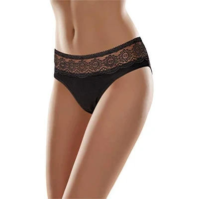 Imagen de Merry Style Mujer Bragas Slip de Encaje Bóxer Ropa Interior Braga Algodón Bañador para Mujeres Panties Lace MSGAB21 (Negro, 38 (Talla del Productor: M))