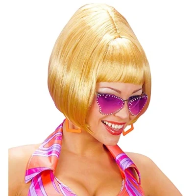 Imagen de WIDMANN 6376L Peluca Fiestera Años 70, Mujer Adulta, Fiebre Discoteca, Bailarinas, Espectáculo, Carnaval, Fiestas Temáticas, Talla Única, Color Rubio