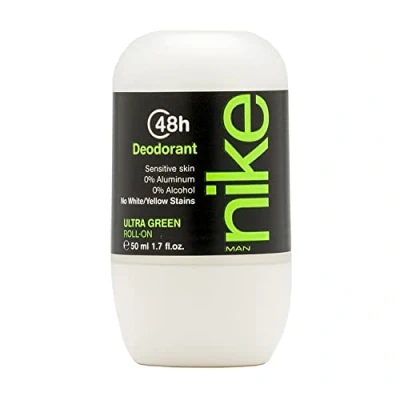 Imagen de NIKE Ultra Green, Desodorante Hombre Roll On, 50 ml, Antimanchas para Piel Sensible, 0% Alcohol y Sales de Aluminio, Larga Duración, Fragancia Amaderada Oriental