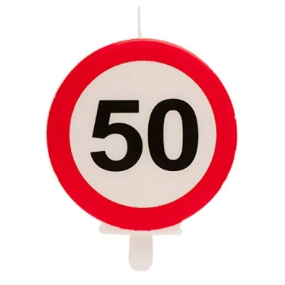 Imagen de Dekora Vela Cumpleaños Original con Señal de Prohibido para Decoracion Tartas Numero 50