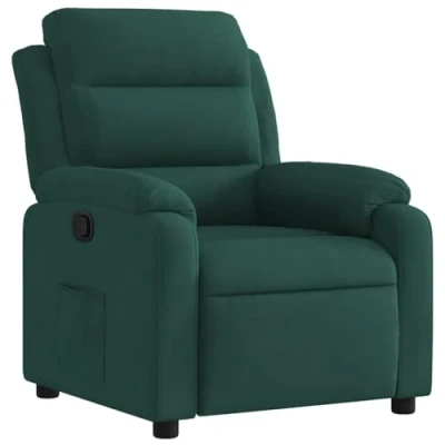 Imagen de vidaXL Sillón Reclinable, Silla con Respaldo Reposabrazos, Butaca de Relax Descanso TV, Asiento Ajustable para Casa, Terciopelo Verde Oscuro