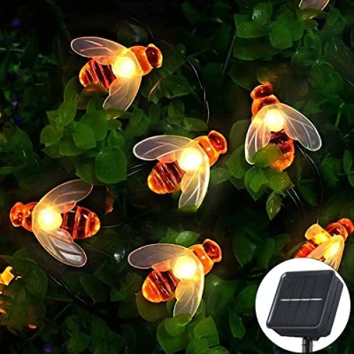 Imagen de Ovker Guirnaldas Luces Exterior Solares, 5M 20 LED de Cadena Abejas al Aire Libre, 8 Modos Hadas Decoración IP65 Impermeable para Interiores y Exteriores Jardín, Navidad, Terraza