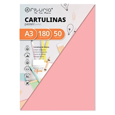 Imagen de Pack 50 Cartulinas Color Salmon Tamaño A3 180g