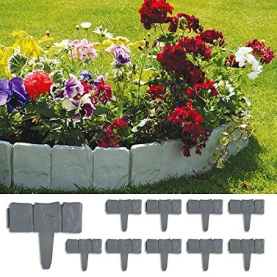Imagen de Forever Speed Borde de jardín Efecto Piedra 2.5M Patio Decoración Valla 10pcs Bordes Gris