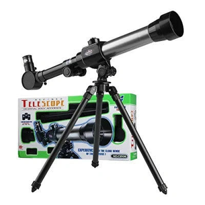 Imagen de HONPHIER PHOEWON Telescopio Juguete Telescopios para Niños 20X 30X 40X Astronómico Ajustable Trípode Principiantes, Astronomía