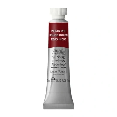 Imagen de Winsor &amp; Newton Acuarela Profesional Pintura de Acuarela, Alta Luminosidad, Resistente a la Luz, Calidad Archivo, Tubo 5ML, Color Rojo Indio