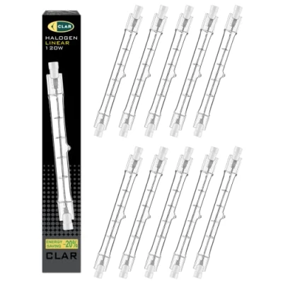Imagen de CLAR Bombilla Halógena Lineal 120W 118mm 230V CL, Bombillas Halogenas, Focos Halógenos, R7S (Pack 10)