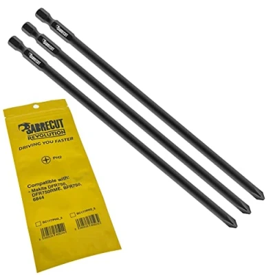 Imagen de 3 x SabreCut SC177PH2_3 177mm PH2 Compatible con Makita DFR750 DFR750RME BFR750 6844 P 67804 Destornillador para paneles de yeso alimentación automática Punta única Phillips No.2 Heavy Duty