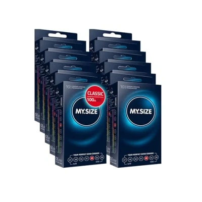 Imagen de MY.SIZE Classic Condones talla 1 I Ancho 60 mm 100 unidades Preservativos premium extra delgados ultra sensibles y delicados Grosor 0,07 veganos
