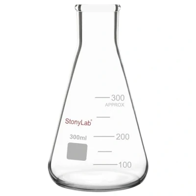 Imagen de stonylab 1 Paquete 300ml Matraz Erlenmeyer de Boca Estrecha, Flasks Cristal Pared Gruesa con Borde Alta Resistencia (300ml)