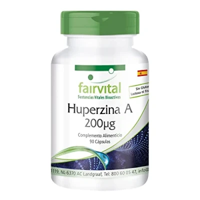 Imagen de Fairvital Huperzina A 200µg de extracto Lycopodium Serratum (Huperzia Serrata) Dosis elevada 90 Cápsulas Calidad Alemana