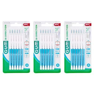 Imagen de GUM Bi Direction Cepillos interdentales (0,9 mm, color azul, 3 paquetes de 6 unidades)