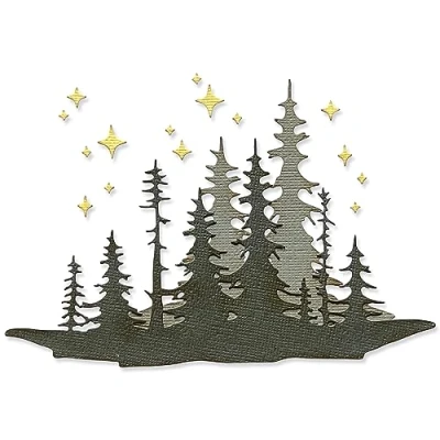 Imagen de Juego de Troqueles Sizzix Thinlits Forest Shadows, paquete 3 unidades, Tim Holtz 666334 metal, finos como una oblea, para álbumes recortes, estampado o diario