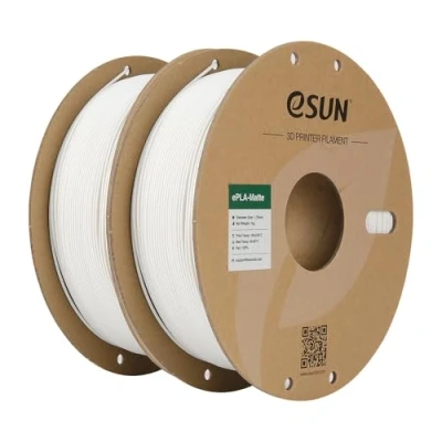 Imagen de eSUN Actualizado PLA Mate Filamento 1.75mm, Impresora 3D Mate, 1KG por Carrete, 2 Carretes para de Impresión 3D, Blanco Lechoso+Blanco Lechoso