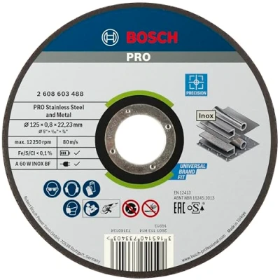 Imagen de Bosch 2 608 603 488 Disco de corte recto Best for INOX (A 60 W BF, 125 mm), 0,8 mm)