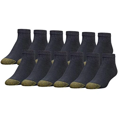 Imagen de Gold Toe Calcetines Deportivos de algodón 656p, multipares Casual, Negro (12 Pares), L (Pack Hombre