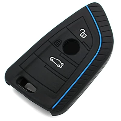Imagen de Finest Folia Carcasa de silicona para llave coche con 3 botones, color negro y azul