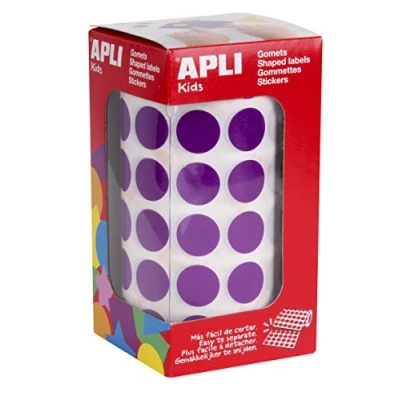 Imagen de APLI Kids Rollo de gomets redondos 15 mm, color lila (11485)