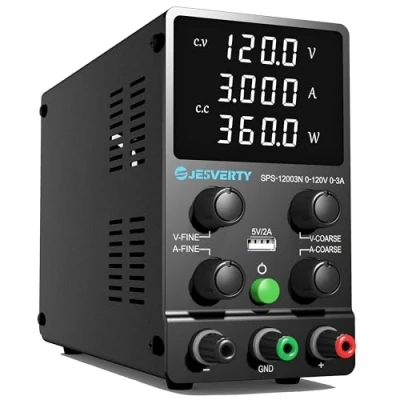 Imagen de Fuente de Alimentación Regulable 120V 3A DC Fuentes Laboratorio Alimentacion Banco Ajustable Pantalla LED 4 Dígitos Jesverty SPS 12003N