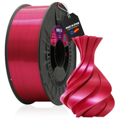 Imagen de WINKLE Filamento PLA Silk (Seda) Rosa Rubí Impresora 3D 1,75mm 1kg Acabado Suave y Sedoso Precisión Dimensional Bobina