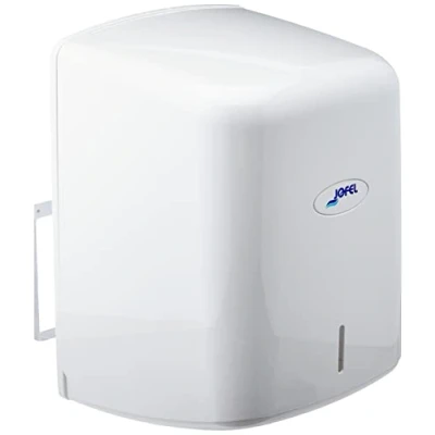 Imagen de Jofel Dispensador de Papel en Bobina hasta 205mm Mecha Continuo, Especial para Dispensar por el Centro la Base, Maxima Higiene, Carcasa ABS, Valor AG47000, Blanco