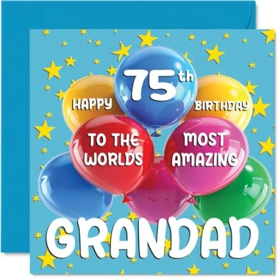 Imagen de Tarjeta de cumpleaños número 75 para abuelo El más increíble del mundo feliz nieto nieto, 145 mm x mm, años setenta y cinco tarjetas
