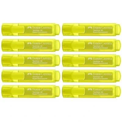 Imagen de FABER CASTELL 154607 Resaltador amarillo, 10 rotuladores, ancho de trazo 1 5 mm, marcador neón