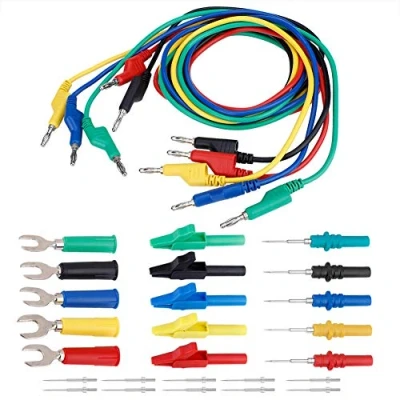 Imagen de Akozon Kit de Cable Prueba sonda Multimetro, bananas 4 mm conector banana para pinzas cocodrilo y tipo U(P1036B)