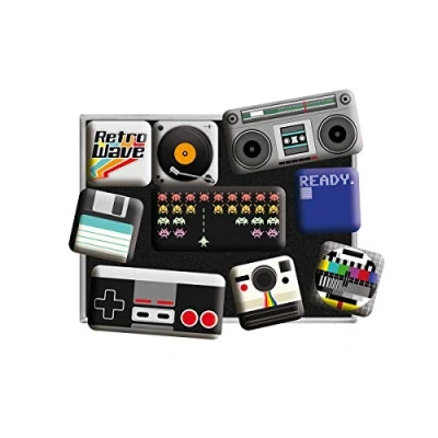 Imagen de Nostalgic Art Juego de Imanes Retro Wave Media Regalo para los Fans la Nostalgia, Decoración Nevera, Diseño Vintage, 9 Unidades,