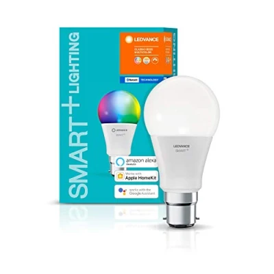 Imagen de LEDVANCE Lámpara Smart LED con Bluetooth, B22d, color de luz cambiante (2700 6500K), colores RGB cambiables, controlable Alexa, Google y Apple Voice Control, SMART+ BT CLA60 MULTICOLOUR