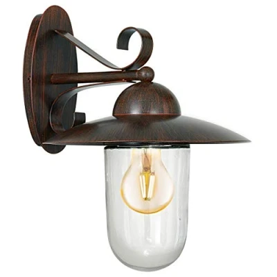Imagen de Eglo Milton, Farol, IP44, 60 W, Metal, Color marrón Envejecido, 30 cm