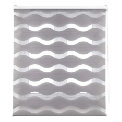 Imagen de Blindecor Mediterráneo estor enrollable noche y día, color Gris plata, ondas 100 x 180 cm (ancho alto). Tamaño de la tela 97 175 cm. Estores dia elegantes