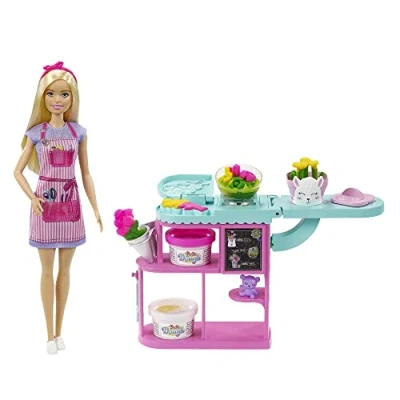 Imagen de Barbie Floristería Muñeca Rubia con Tienda de Flores y Accesorios. Incluye Juego plastilina. (Mattel GTN58)