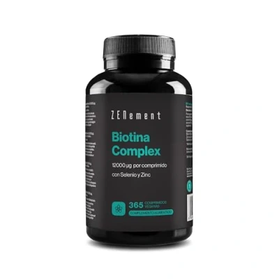 Imagen de Biotina 10.000mcg Alta Dosis con Selenio y Zinc 365 pastillas veganas (Suministro para 1 año) Vitaminas el cabello, Apoya crecimiento del pelo, fortalece la piel las uñas, Sin aditivos